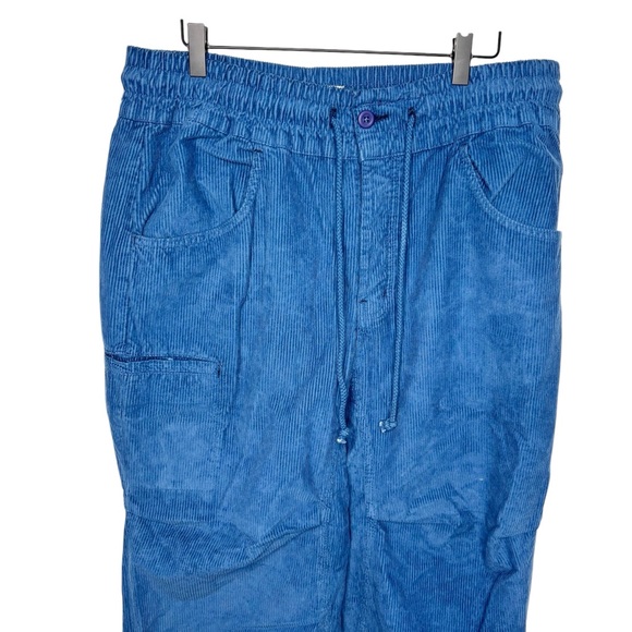 Free People Modern Love Pull-On Cord Jeans Size large Blue Wide Leg Pants - Picture 3 of 8